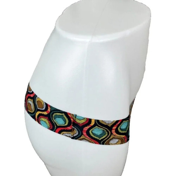 Commando M/L Tribal Peacock Multi-Color Print Laser Cut Edges Thong Panties - Picture 3 of 6